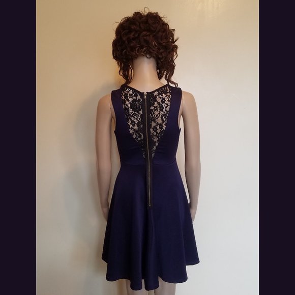 Altar'd State Navy Blue V-Neck Lace Back Dress - Picture 3 of 5
